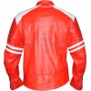 Fight Club Replica Red & White Leather Biker Jacket
